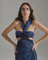Santo Tomás Martellato Silk Dress / Navy Tropical Landscape